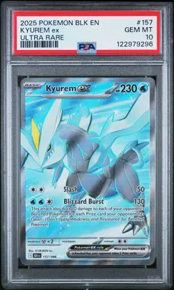 2025 POKEMON BLK EN-BLACK BOLT ULTRA RARE #157 KYUREM EX PSA 10 - Image 1