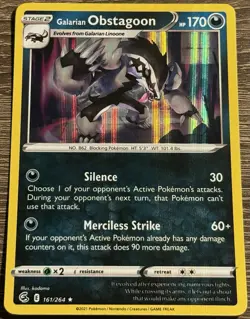 GALARIAN OBSTAGOON 161/264 FUSION STRIKE POKEMON (HOLO RARE, NM/M) (L) - Image 1