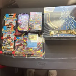 LOT Pokemon Mega Evolution ETB + 1x Booster , 1x Mini Tins, 1x Blister +2 Packs - Image 1