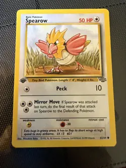 * Spearow 62/64 1st edition Jungle Common WOTC 1999 Pokemon Vintage 1999 LP - Image 4