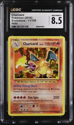 CGC 8.5 Charizard 2016 Evolutions 11/108 Holo Pokemon Card - Image 1
