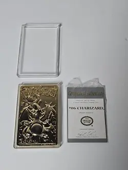 23K Gold Plated CHARIZARD Trading Card 1999 Burger King Pokemon W/ COA, CASE - Image 1