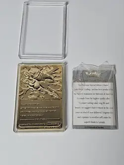 23K Gold Plated CHARIZARD Trading Card 1999 Burger King Pokemon W/ COA, CASE - Image 2
