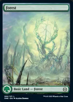 x4 Forest (266) - Foil - Full Art L MTG Phyrexia: All Will Be One M/NM, English - Image 1