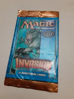 Magic the Gathering Invasion empty Booster Pack mtg kavu titan wrapper - Image 1