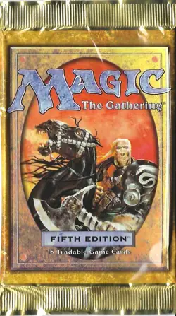 MTG: 5TH EDITION empty Black Knight Booster Pack wrapper; rear tears, 1997 - Image 1