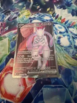 Pokemon TCG Destined Rivals Team Rockets Mewtwo EX Full Art Card 213/182 - Image 1
