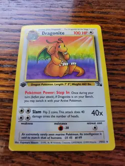 Dragonite - 1st Edition Non Holo - Fossil 19/62 - MP-PLVintage 1999 Pokemon Card - Image 1
