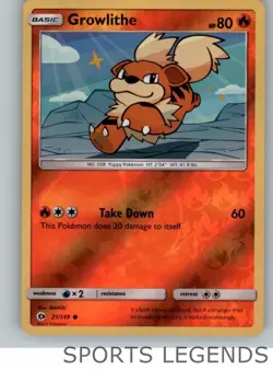 2017 pokemon Sun & Moon reverse holo Growlithe 21/149 - Image 1