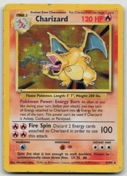 Pokemon TCG Charizard Base Set 4/102 Holo 1999-2000 Base Set damaged Holo Rare - Image 1