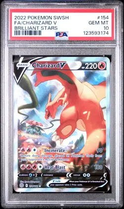 2022 POKEMON SWORD & SHIELD BRILLIANT STARS #154 FULL ART/CHARIZARD V PSA 10 - Image 1