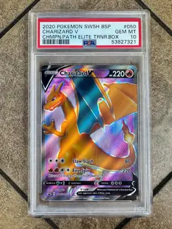 Charizard V 2020 Pokemon Champions Path ETB Black Star Promo #50 PSA 10 - Image 1
