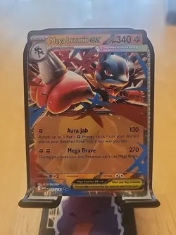 Pokemon TCG Evolution Mega M Lucario EX Card 077/132 Rare Holo - Image 1