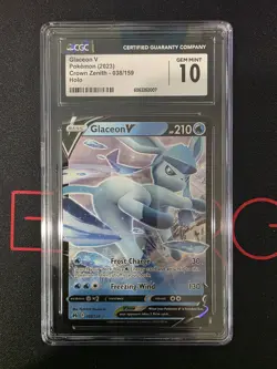 Pokemon TCG: CGC 10 GEM MINT Glaceon V 038/159 Holo Rare Crown Zenith - Image 1