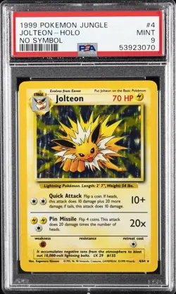 1999 POKEMON JUNGLE NO SYMBOL #4 JOLTEON-HOLO PSA 9 - Image 1