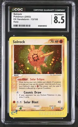 CGC 8.5 Solrock 2003 EX Sandstorm 13/100 Holo SWIRL Pokemon Card - Image 1