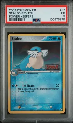 Sealeo 37/108 EX Power Keepers Reverse Holo Stamped Pokemon TCG Card PSA 5 - Image 1