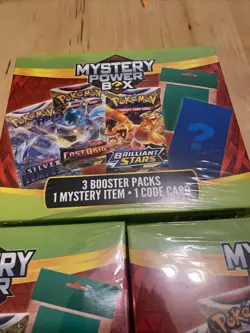 3x Pokemon Mystery Power Box 3-Booster Pack 1 Mystery Item 1 Code Card New! - Image 3