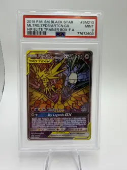 Pokemon Moltres Zapdos Articuno GX SM210 Hidden Fate Promo PSA 9 stained glass - Image 1