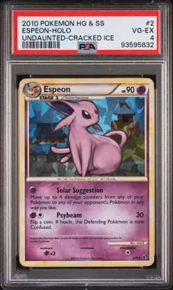 2010 Pokemon HG & SS Undaunted Cracked Ice #2 Espeon - Holo PSA 4 VG-EX - Image 1