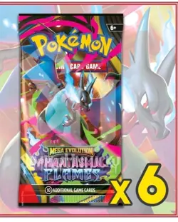 Pokemon TCG: Mega Evolution Phantasmal Flames Booster 6 Packs Ship 11/17 Presale - Image 1