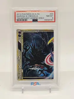 2010 POKEMON TRIUMPHANT DARKRAI & CRESSELIA LEGEND TOP #99 PSA 8 NM - Image 1