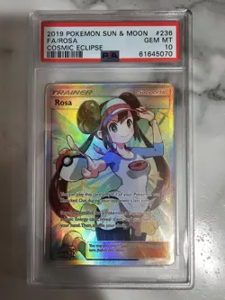 Pokemon Card PSA 10 Rosa 236/236 Cosmic Eclipse Full Art - Image 1