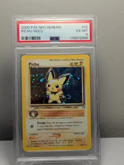 PSA 6 EX-MT Pichu Neo Genesis Holo Rare Pokemon Card 12/111 (Swirl!!) - Image 2