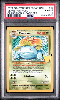 2021 POKEMON CELEBRATIONS CLASSIC COLL #15 VENUSAUR-HOLO PSA 6 - Image 1