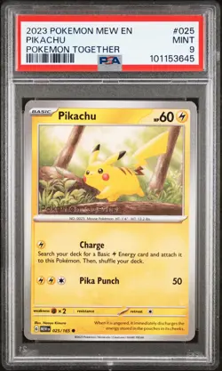2023 POKEMON MEW EN-151 POKEMON TOGETHER #025 PIKACHU PSA 9 - Image 1