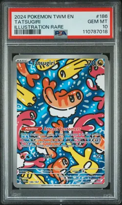2024 POKEMON TWM EN-TWILIGHT MASQUERADE ILLUSTRATION RARE #186 TATSUGIRI PSA 10 - Image 1