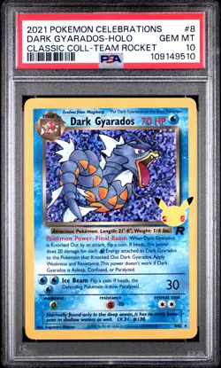 2021 POKEMON CELEBRATIONS CLASSIC COLL #8 DARK GYARADOS-HOLO PSA 10 - Image 1