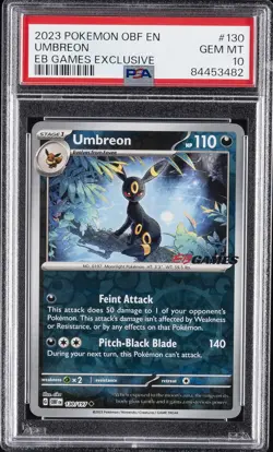 2023 POKEMON OBF EN-OBSIDIAN FLAMES EB GAMES EXCLUSIVE #130 UMBREON PSA 10 - Image 1