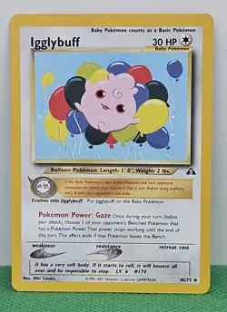 Pokemon Igglybuff 40/75 Neo Discovery Unlimited Uncommon LP - Image 1