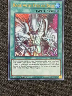 YuGiOh Spell Card Rage With Eyes of Blue LDS2-EN029 1st Edition Ultra Rare - Image 3