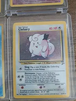4 Pokemon Cards Holo Muk, Clefairy, and MewTwo. Non Holo Japanese Misty's Horsea - Image 3