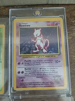 4 Pokemon Cards Holo Muk, Clefairy, and MewTwo. Non Holo Japanese Misty's Horsea - Image 5