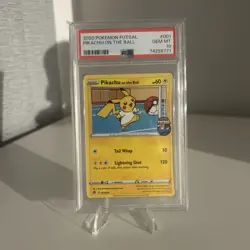 Pokemon Pikachu TCG Promo Card On the Ball Futsal, 001/005, Regular Promo PSA 10 - Image 1