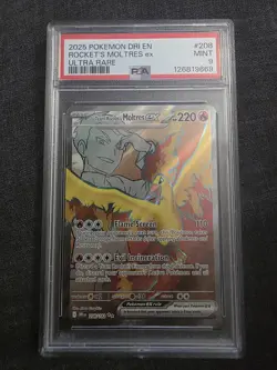 2025 Pokemon Destined Rivals Team Rockets Moltres Ex #208/182 MINT PSA 9 - Image 1