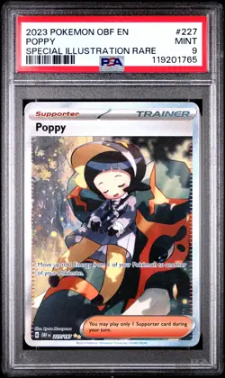 2023 POKEMON OBF EN-OBSIDIAN FLAMES SPECIAL ILLUSTRATION RARE #227 POPPY PSA 9 - Image 1