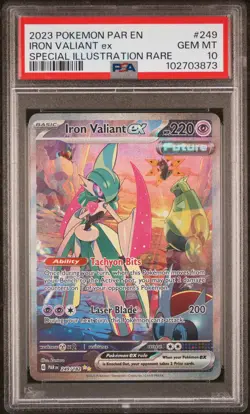 2023 POKEMON PAR EN-PARADOX RIFT #249 IRON VALIANT EX PSA 10 - Image 1