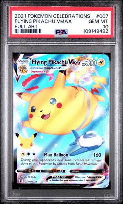 2021 POKEMON CELEBRATIONS #007 FULL ART/FLYING PIKACHU VMAX PSA 10 - Image 1