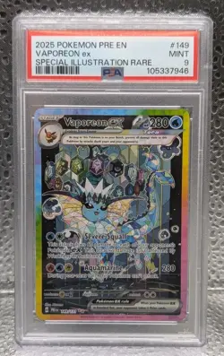2025 POKEMON PRE EN-PRISMATIC EVOLUTIONS #149 VAPOREON EX SIR - PSA 9 - Image 1