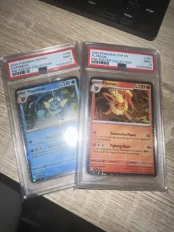 Pokemon Vaporeon & Flareon SVP 167, 178 - Black Star Prismatic Evolutions PSA 9 - Image 1