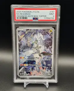 Pokemon 2025 Journey Together N's Reshiram Box Topper Stamped Promo #167 PSA 9 - Image 1