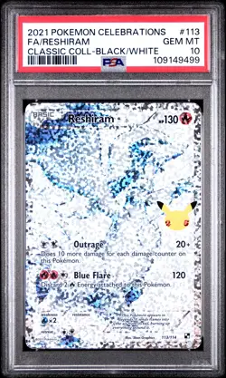 2021 POKEMON CELEBRATIONS CLASSIC COLL #113 FULL ART/RESHIRAM PSA 10 - Image 1