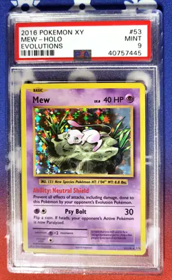 2016 Pokemon XY Evolutions 53/108 Mew Holo PSA 9 Mint - Image 1