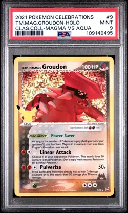 2021 POKEMON CELEBRATIONS CLASSIC COLL #9 TEAM MAGMA'S GROUDON-HOLO PSA 9 - Image 1