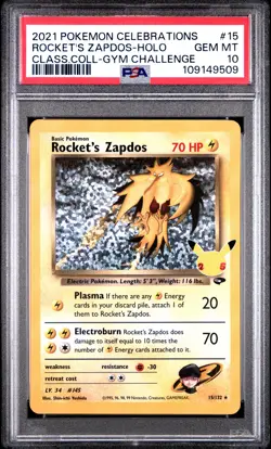2021 POKEMON CELEBRATIONS CLASSIC COLL #15 ROCKET'S ZAPDOS-HOLO PSA 10 - Image 1