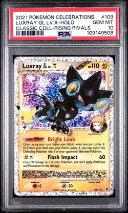 2021 POKEMON CELEBRATIONS CLASSIC COLL #109 LUXRAY GL LV.X-HOLO PSA 10 - Image 1